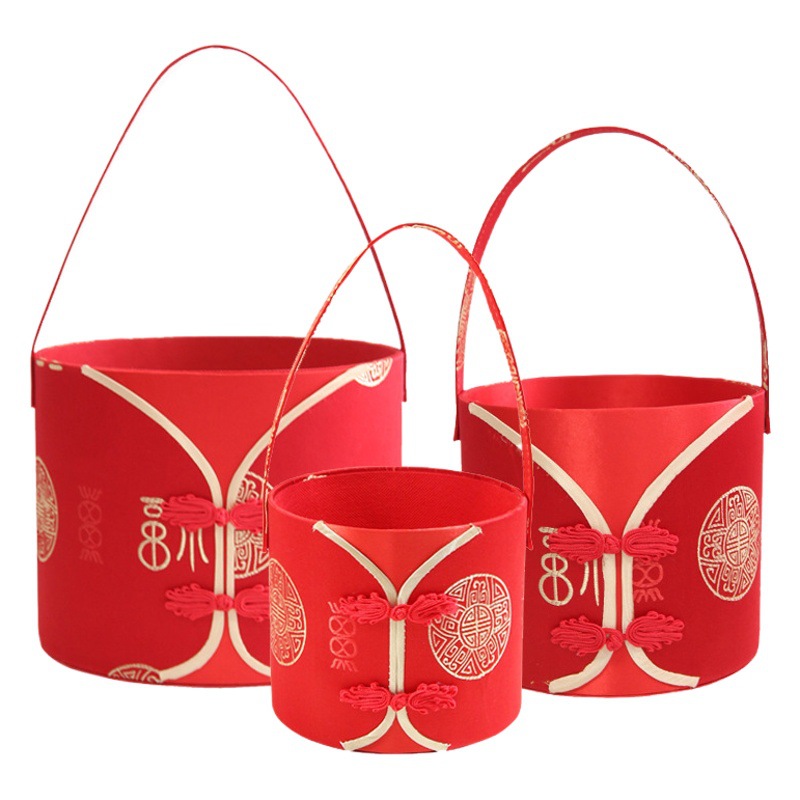 2023 New Year's Eve flower floral gift packaging empty box drunk beauty Chinese festive supplies portable flower bucket flower basket