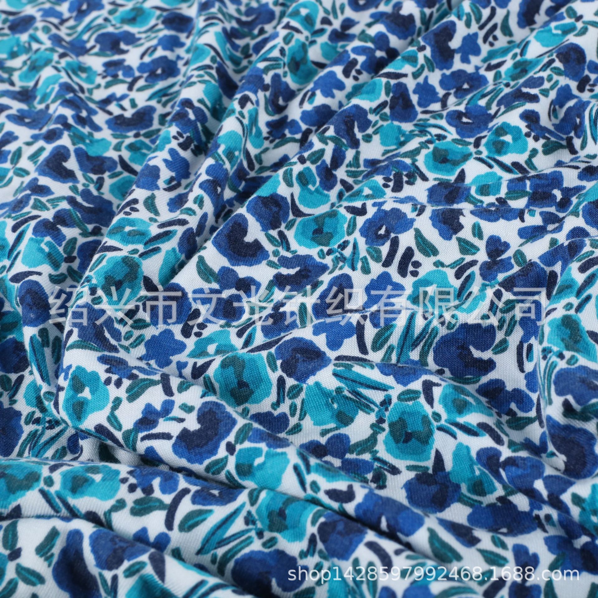 Viscose polyester spandex jersey printed small floral jersey feel soft glutinous dress T-shirt women's fabric pattern can be fixed