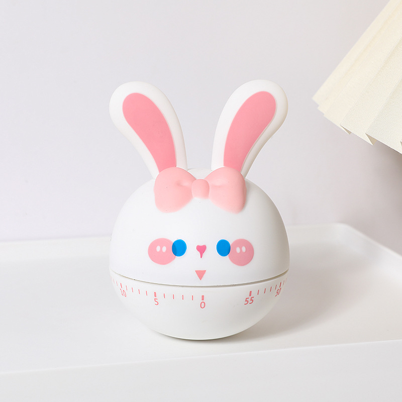 Picture of Cute soft adorable rabbit mechanical timer for children and students to learn special homework time management reminder timer