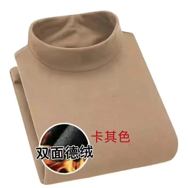 Picture of Fleece Base Shirt Half-high Collar Long-sleeved T-shirt for Autumn and Winter Men's Solid Color fleece-lined Warm Inner Double-sided Fleece Mid-collar Autumn Clothes