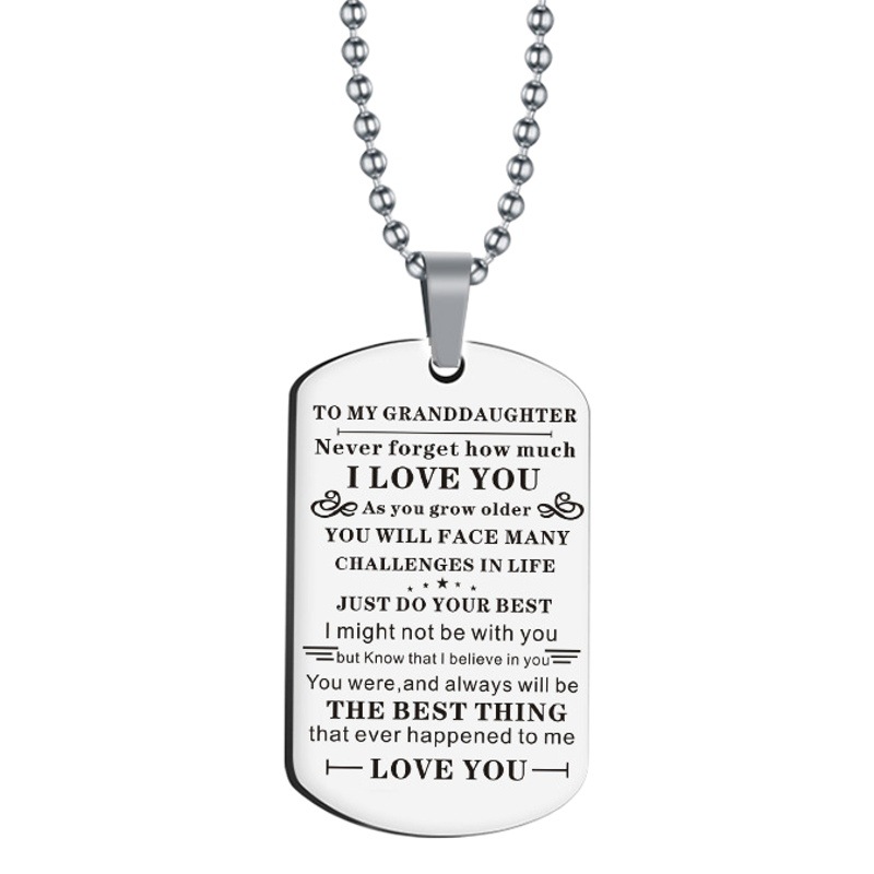 Cross-Border New Jewelry for Men, Stainless Steel Military Brand Simple Keychain Necklace with Engraving and Hanging Tag