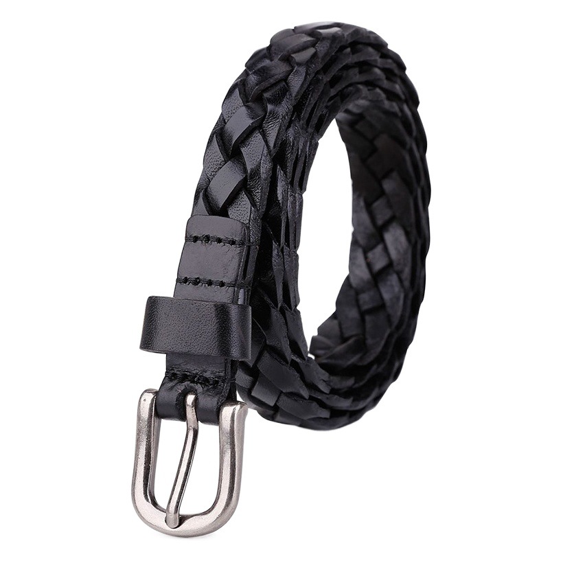 Wholesale Hand-woven Belt Women's Pure Cowhide Casual Pin Buckle Belt Women's Genuine Leather Fashion Thin Waistband Women's Pants Belt