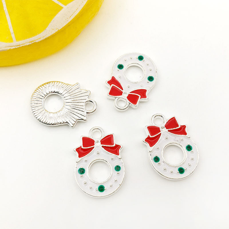 Picture of 1 Christmas tree snowflake bell diy alloy accessories bracelet necklace key ring small pendant oil drop small pendant
