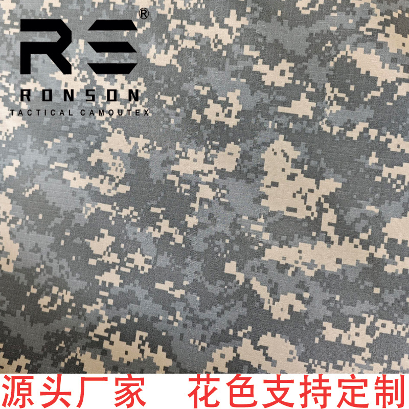Rongsheng in stock U.S. Army UCP Grey Plaid Digital ACU Camouflage Fabric Polyester Cotton Plaid Breathable Wear-Resistant Tactical Fabric