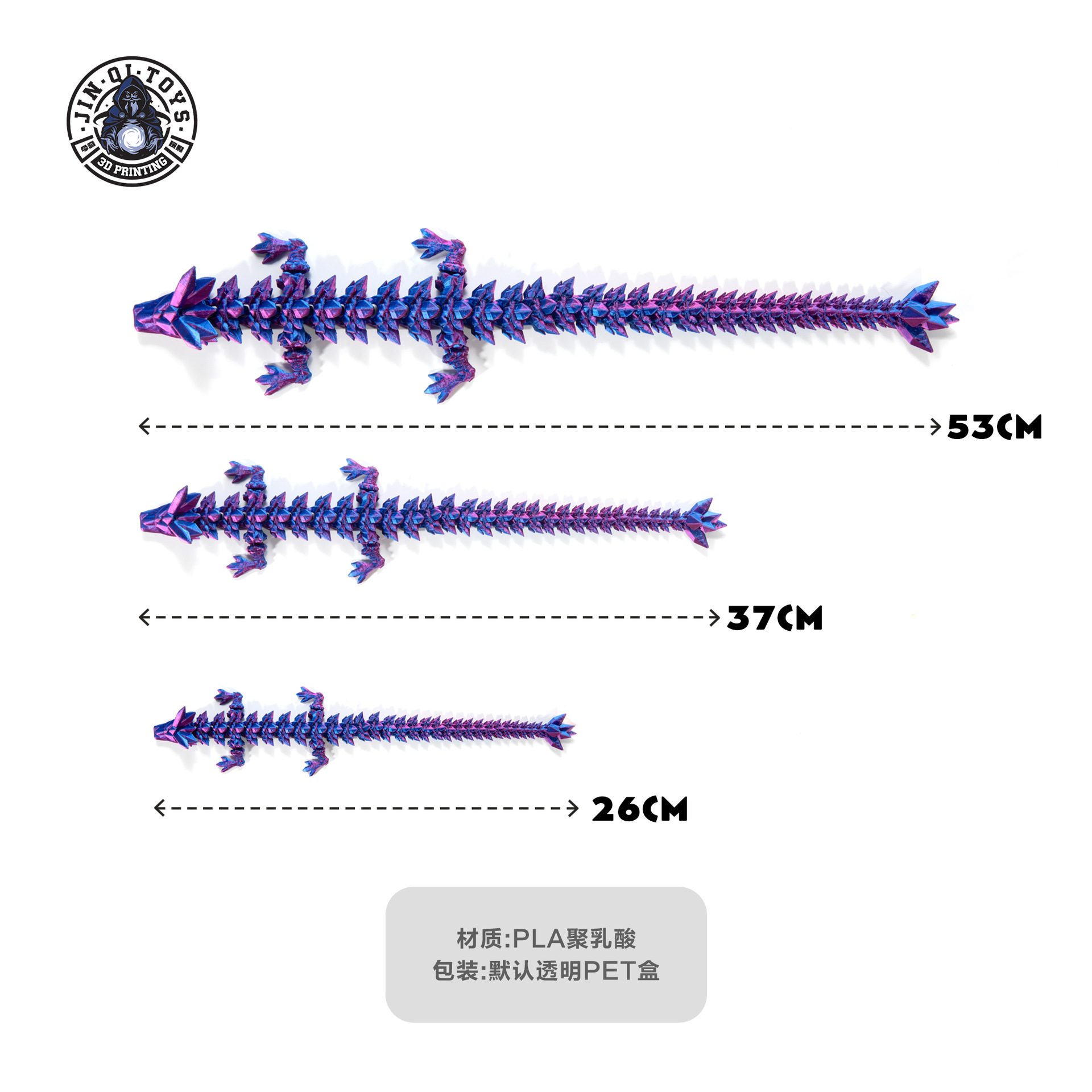 Picture of 3D printing cross-border hot selling ornaments joint movable Crystal Gem dragon ornaments hand-made suit dragon decoration