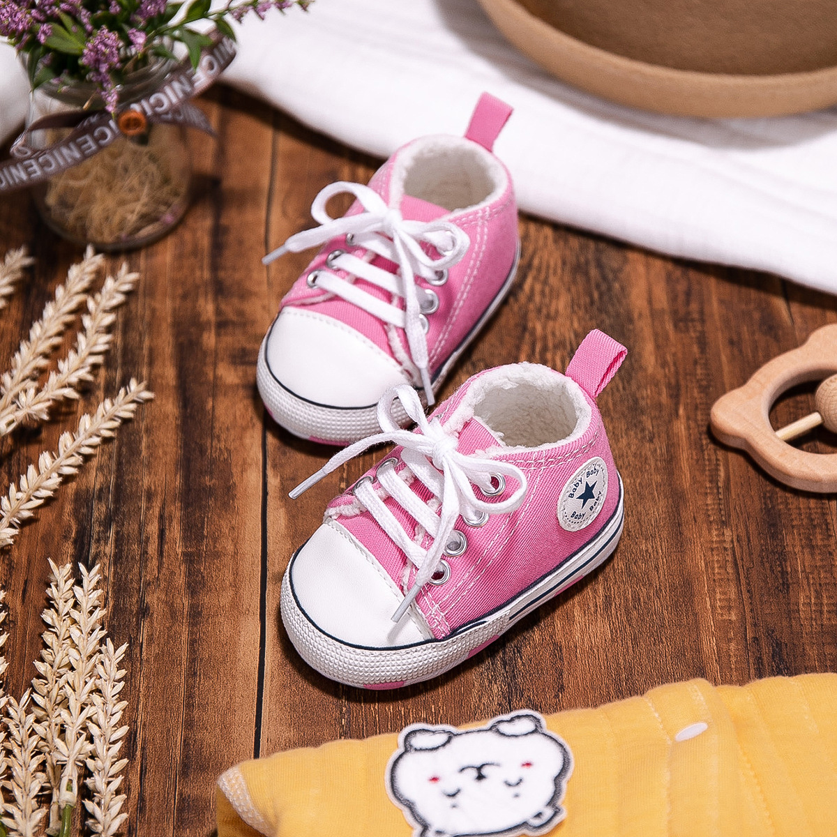 Picture of New winter baby shoes cotton shoes fleece-lined warm canvas shoes baby non-slip soft bottom toddler shoes baby shoes