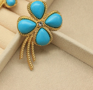 Picture of Jewelry Accessible Luxury Style High-End Bracelet Earrings Brooch Set Niche Design Synthetic Turquoise Earrings for Women