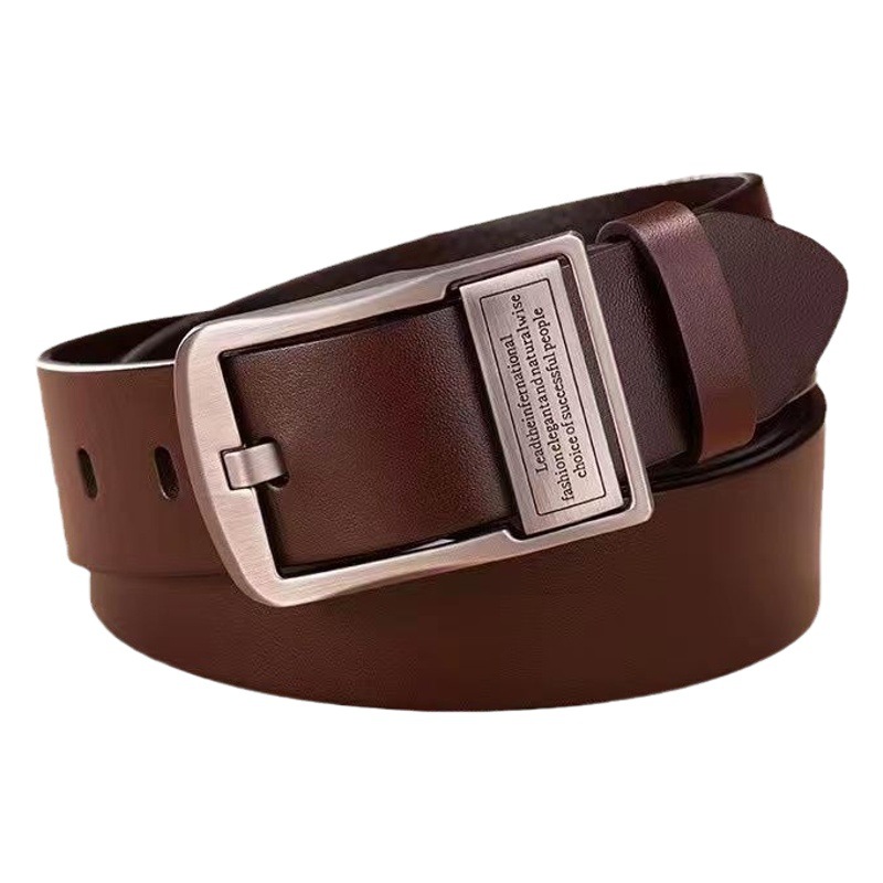 Cross-border men's leather pin buckle belt retro belt fashion casual real cowhide jeans belt manufacturers wholesale