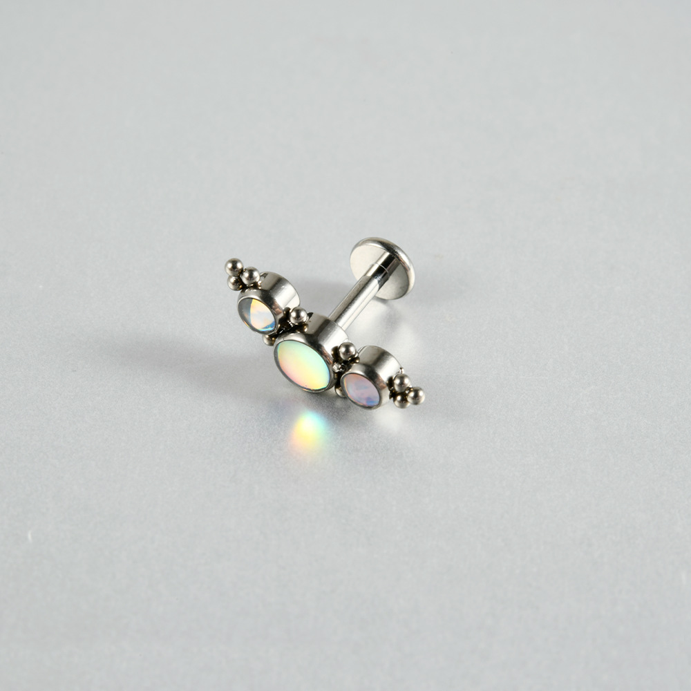 Picture of G23 Titanium Alloy Candy Color Opal Lip Nails Oil Drop Lip Nails Exploding Curved Ear Bone Nails Body Piercing Spot