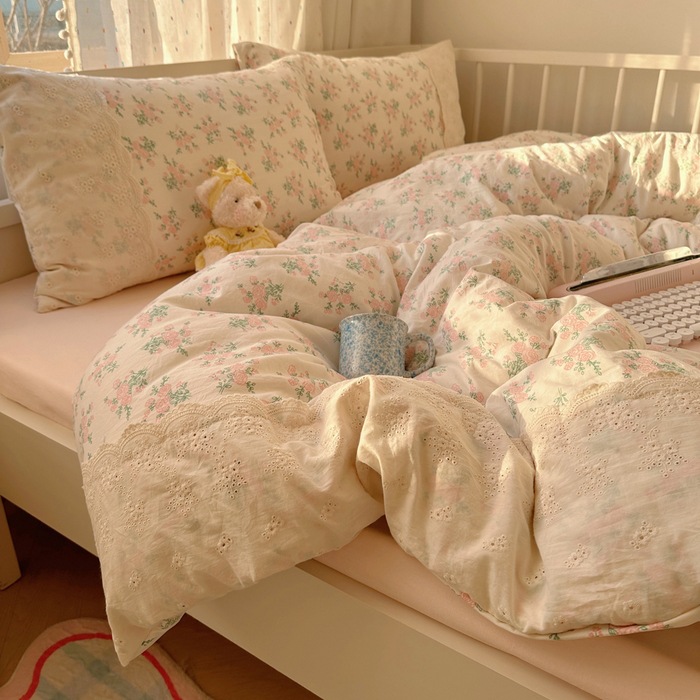 Picture of Class a French Bedding Four-Piece Set Pure Cotton Double-Layer Gauze Quilt Cover Bed Sheetss Summer Bed Bed Sheetss Dormitory Three-Piece Set 4