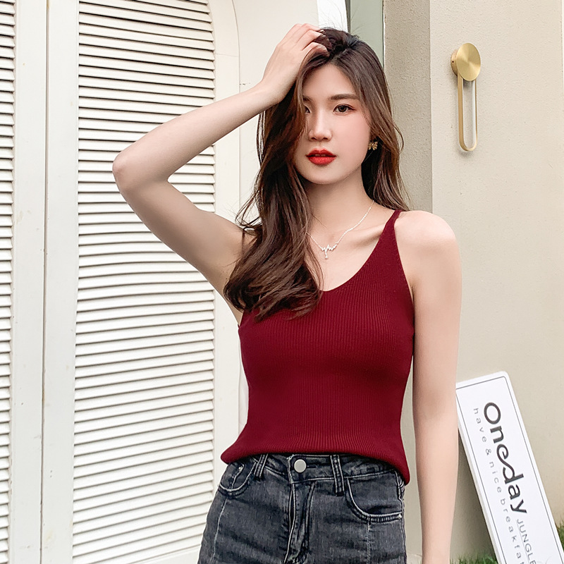 Picture of 2025 Spring and Summer Camisole Women's Spice Girl Short Knitted Casual Slim-fit Sleeveless Base Top