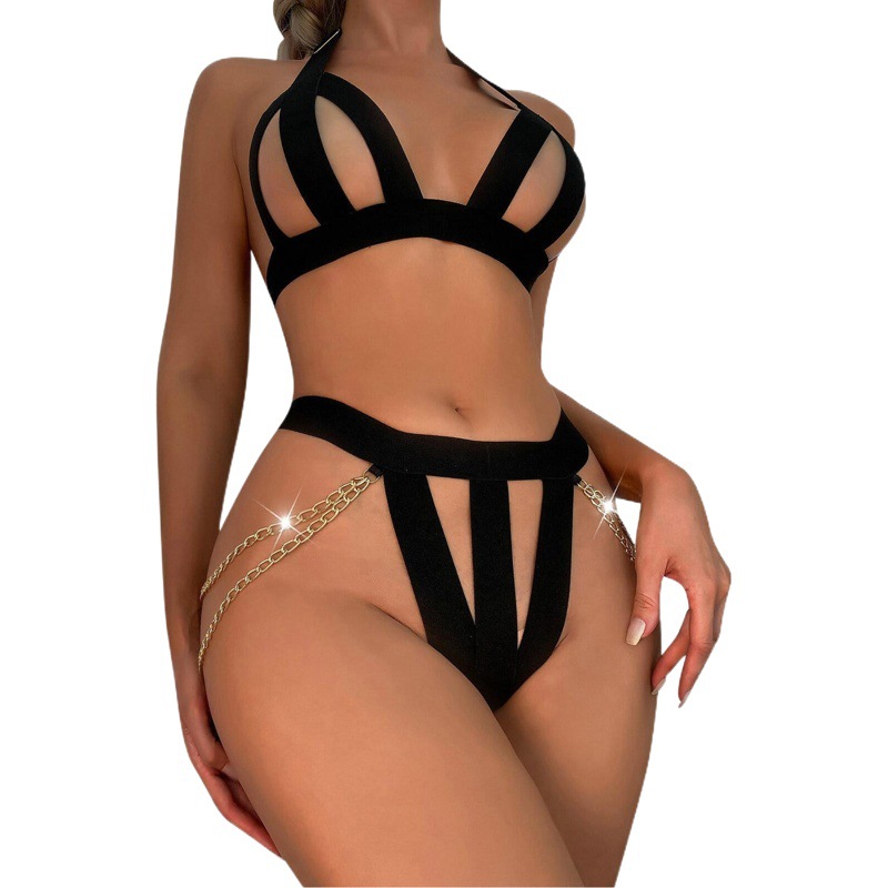Foreign trade Europe and the United States sexy underwear New hollow ribbon three-point pajamas sexy pajamas manufacturers wholesale