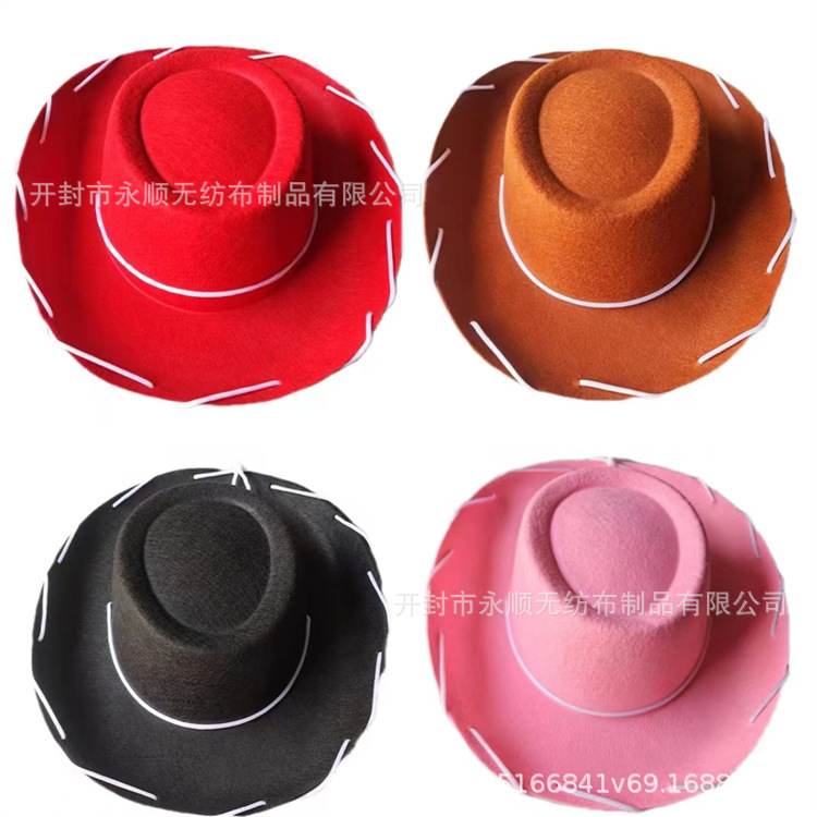 Factory wholesale brown rope cowboy hat Western big hat performance hat non-woven red rope wide brim felt hat