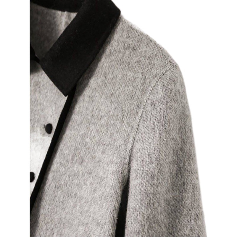 2024 New Autumn and Winter Crisp and Bone-Feeling Contrasting Small Lapel Double-Sided Woolen Coat Casual Versatile Woolen Top