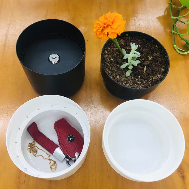 Picture of A generation of flowerpot piggy bank creative with lock iron box insurance key Mini Storage box hidden money gift