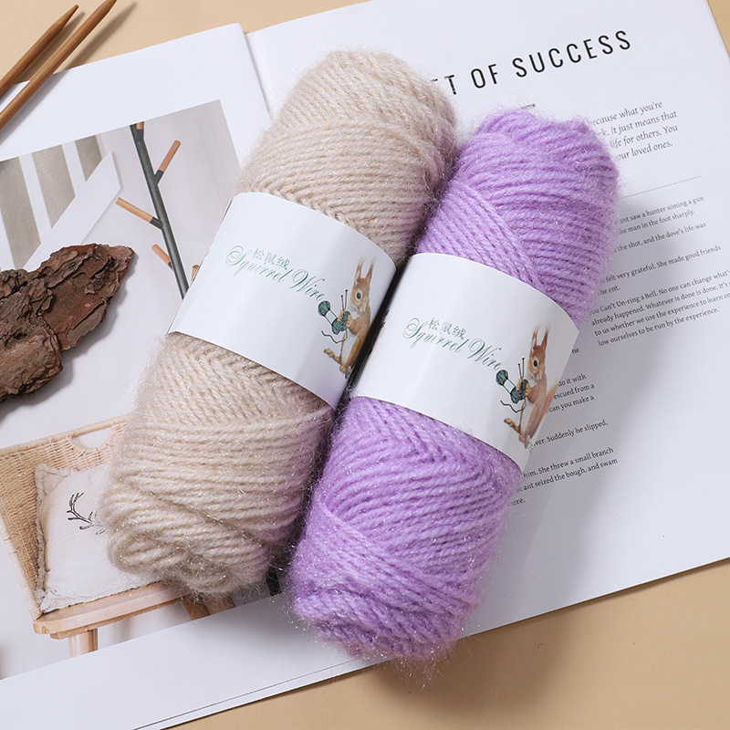 Squirrel Fleece Thick Line Bright Silk Scarf Hand Knitted Sweater Coat Wool Crochet Diy Material Bag