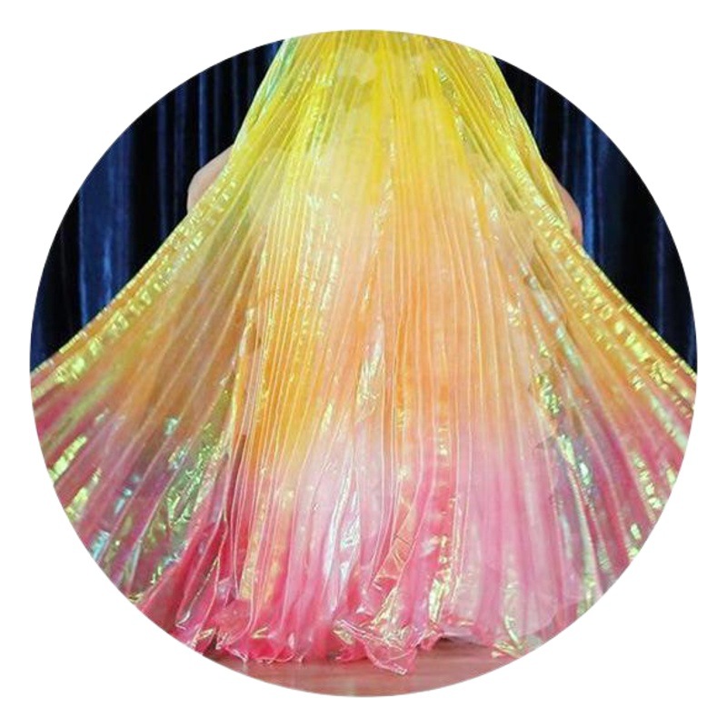 Magic Color Laser Cloth Glass Yarn Flat Colorful Colorful Yarn Fluorescent Yarn Stage Costume Performance Mesh Fabric Transparent