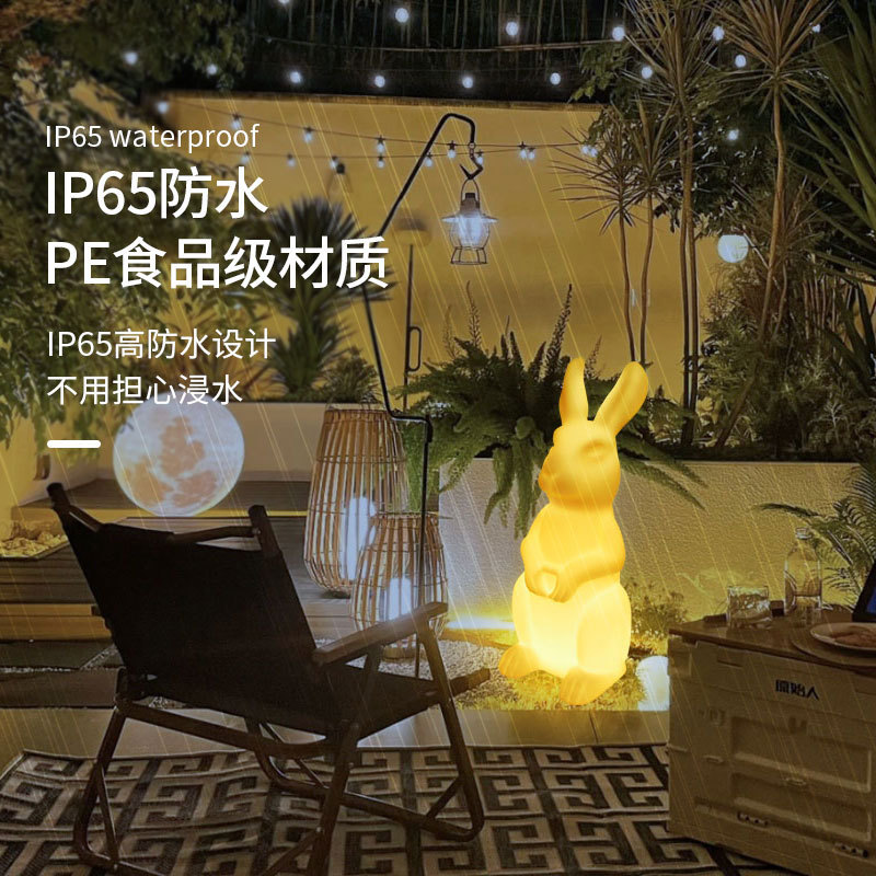 Picture of Outdoor luminous rabbit lights courtyard landscape garden lawn solar decoration atmosphere Mid-Autumn Festival jade rabbit animal lights