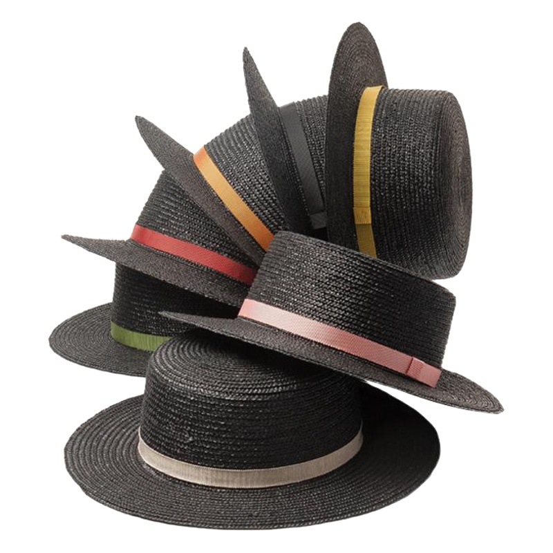 European and American Spring and Summer New Multi-color Ribbon Decorative Flat-top Straw Hat Outdoor Travel Sunshade Flat-top Straw Hat