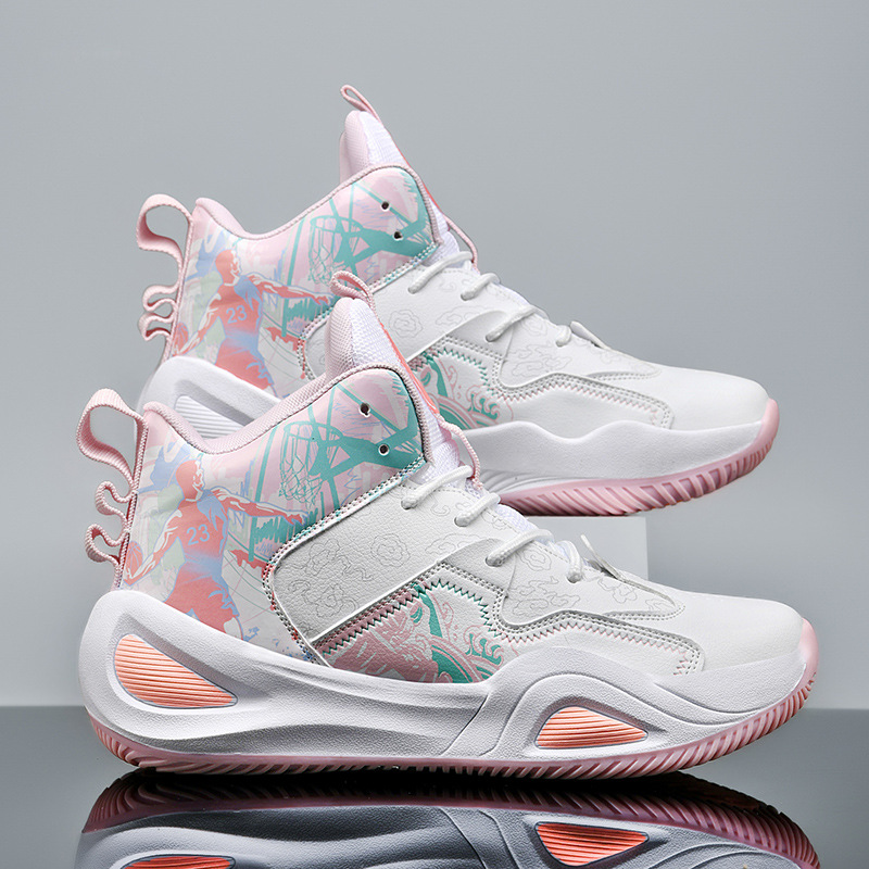 Cross-Border New Large Size Basketball Shoes Men's Mandarin Duck Sports Shoes Teenagers Students Older Children Practical Training Game Shoes