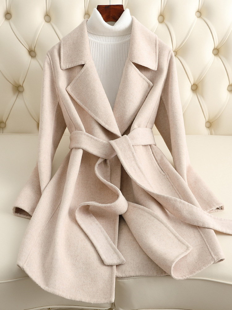 Picture of 2025 New Autumn and Winter Small Double-Sided Cashmere Outwear Women's Mid-Length Slim Woolen Outwear Small Fragrance Wholesale