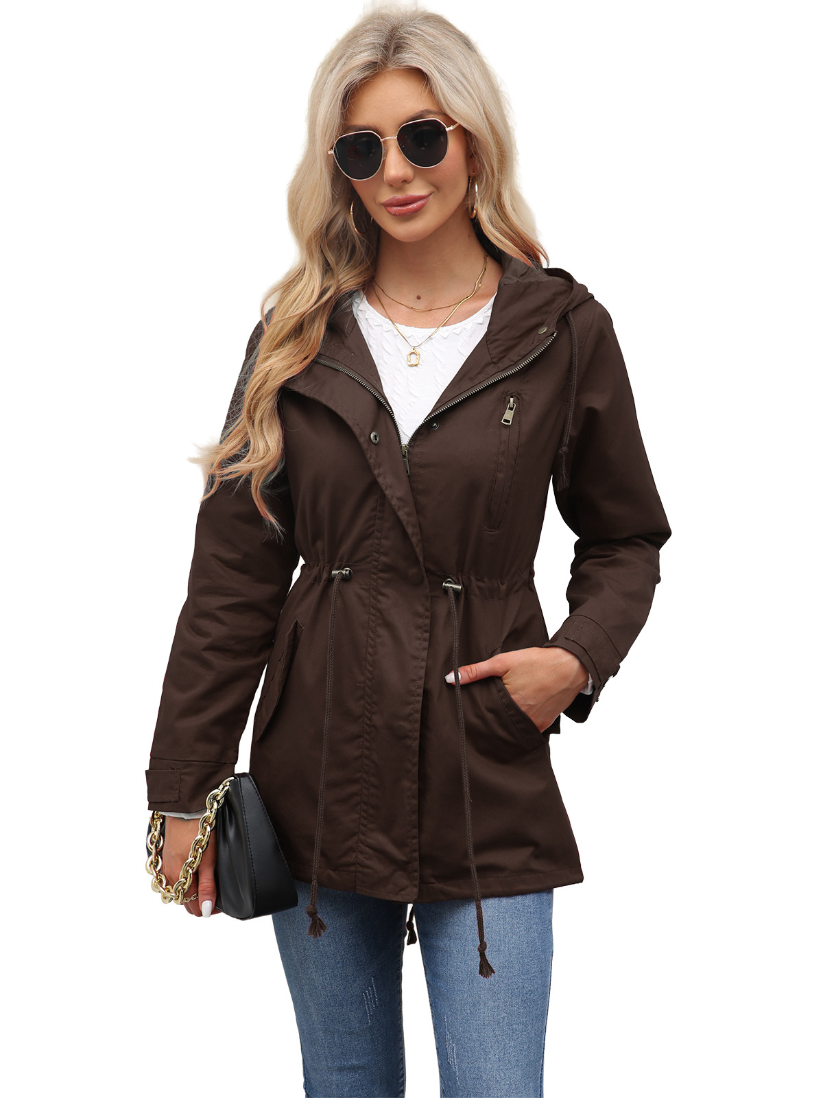 Picture of 2022 New Cotton Hooded Coat Women's Spring and Autumn Coat European and American Large Size Loose Solid Color Cross-border Women's Clothing