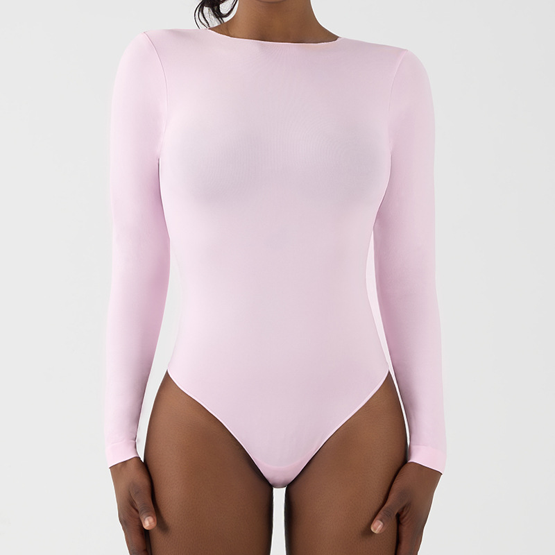 Picture of Seamless T-Shirt Bodysuit Seamless Long-Sleeved V-Crotch High-Elastic Soft Yoga Body Shaping Bodysuit