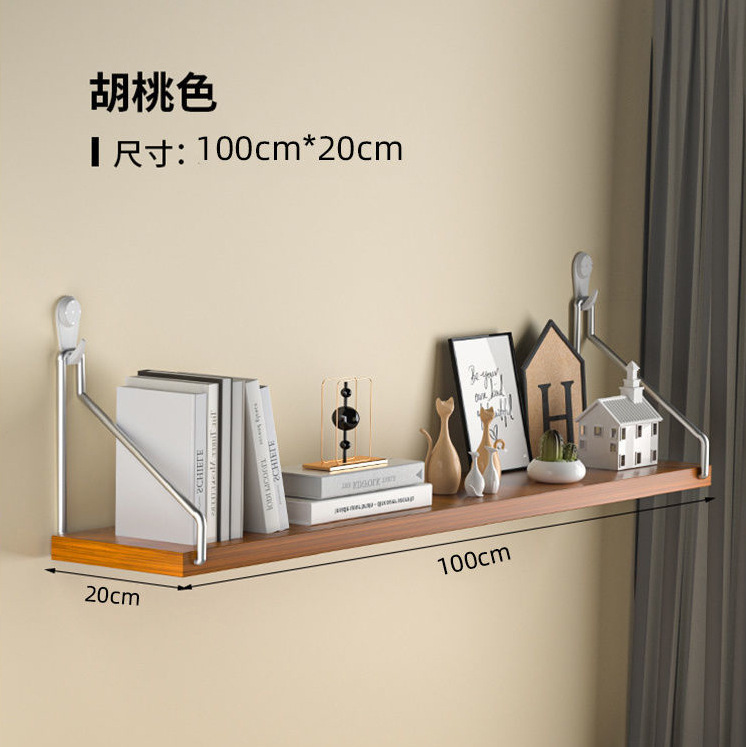 Picture of No-Drill Wall-Mounted Wrought Iron Living Room Entrance Wall Decoration Bedroom Wall Bookshelf Single Shelf Wall Storage Rack