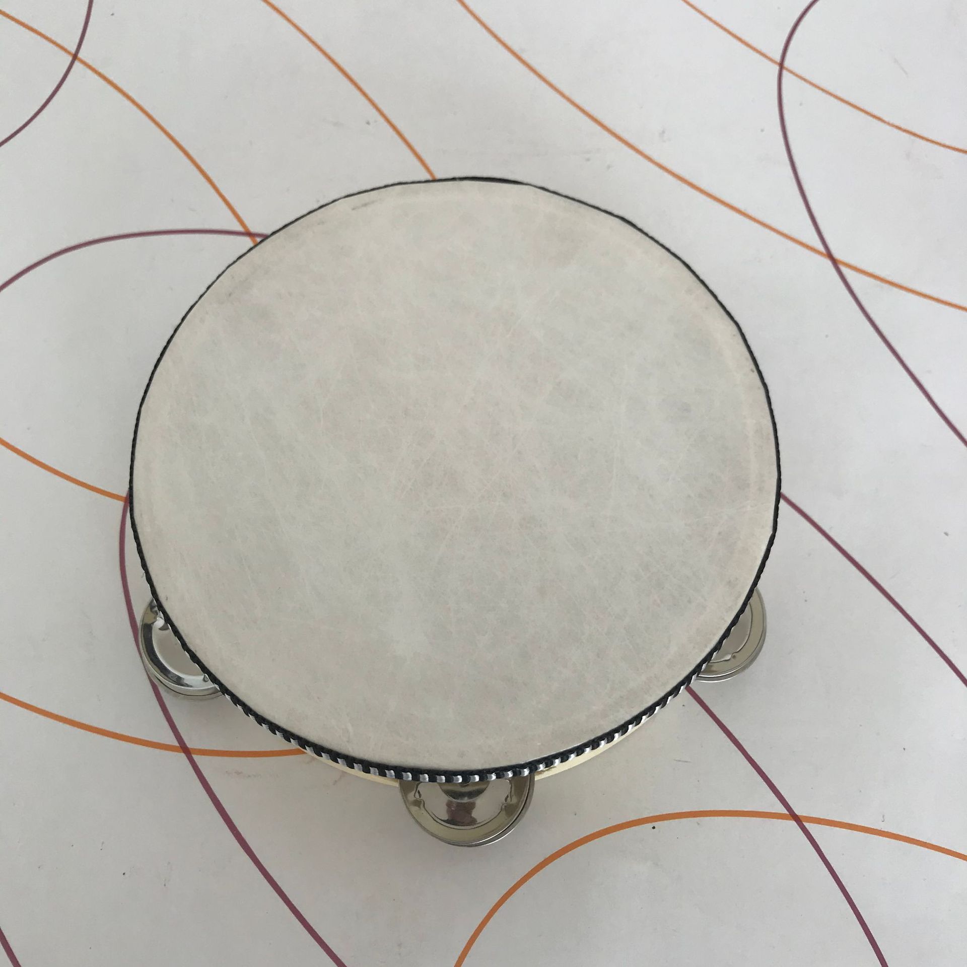 Picture of Orff Musical Instruments Early Childhood Teaching Aids Percussion Instruments Early Childhood Toys Tambourine Artificial Leather Imitation Sheepskin Tambourine