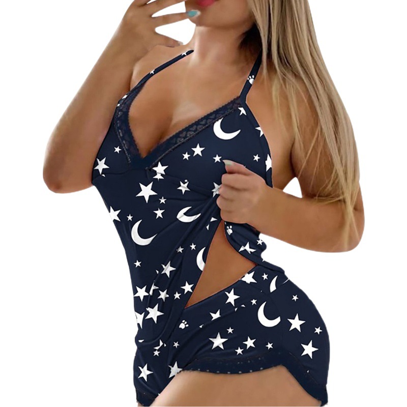 Cross-border Hot Selling European and American Foreign Trade New Sexy Underwear Temptation Sling Ruffled Sexy Home Two-piece Set