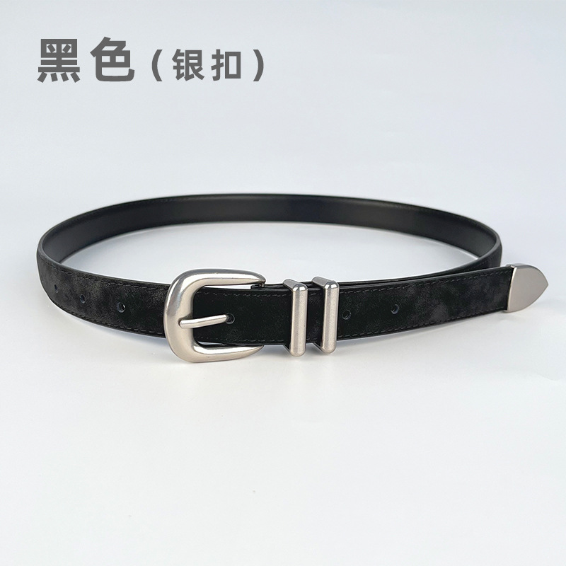 Picture of Cowhide Women's Leather Belt Decorative Casual Pants Jeans Frosted Snowflake Korean Style Vintage Fashion Women's Belt