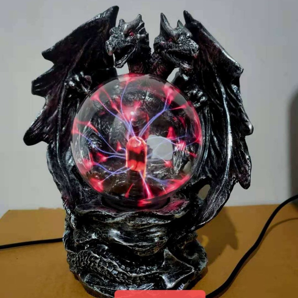 Creative home decoration resin crafts Double Dragon anion electrostatic magic ball evil series 3-inch crystal ball