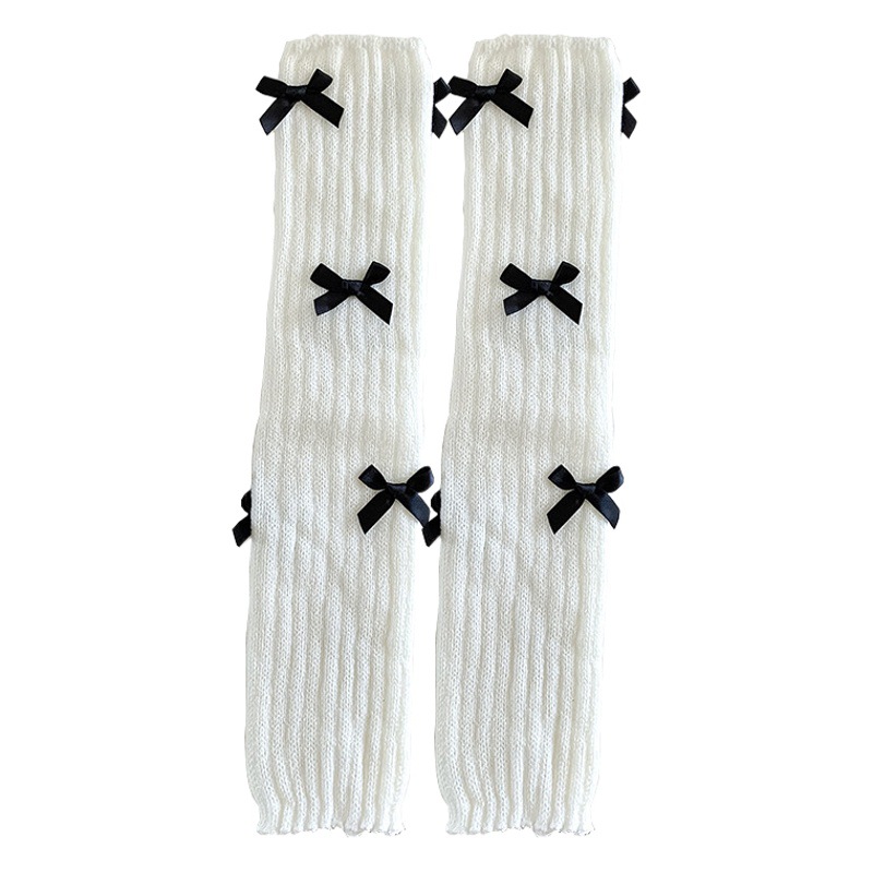 Socks Women's Vertical Strip Slimming Sweet Bowknot Stacking Socks Ins Spring and Autumn All-match Japanese Style Lolita Soft Girl Socks