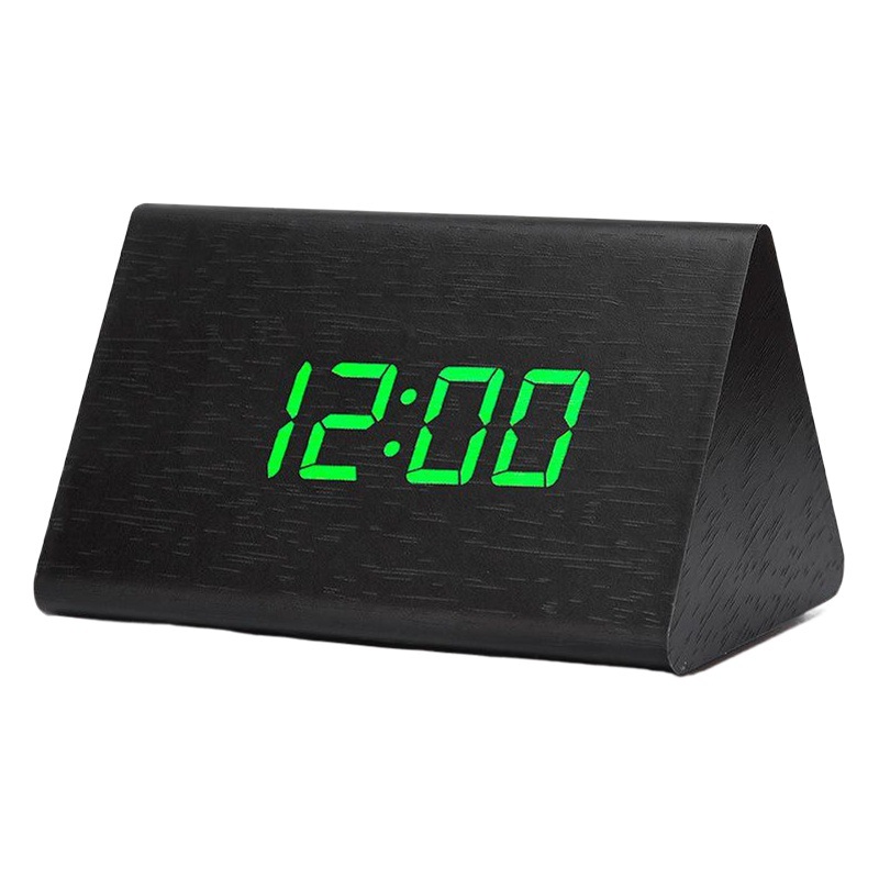 Alarm Clock Creative Silent Digital Clock Fashionable Led Wooden Clock Voice Control Can Be Printed with Logo Gift in Triangle