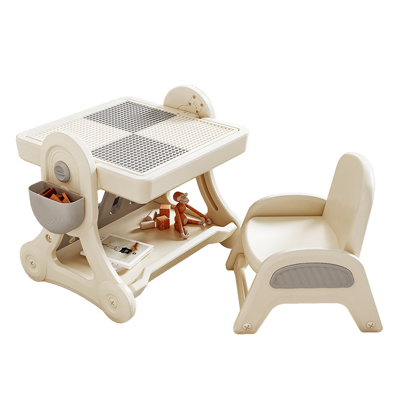 Picture of Babyviva Kidsren's Building Block Learning Table Multi-Functional Building Block Table Game Table Toy Table Chair Early Education Puzzle
