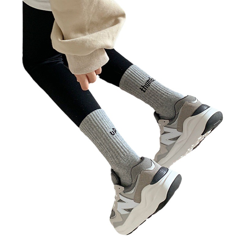 With shark pants socks autumn and winter padded plus velvet terry towel bottom wear P letter sports cotton socks 60g + weight