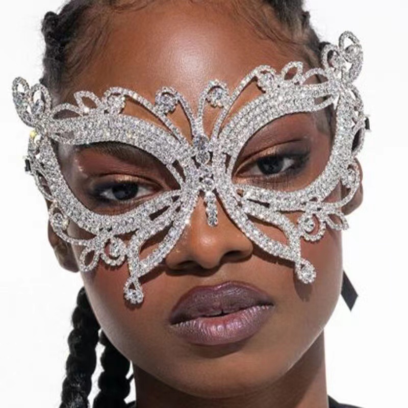Picture of European and American Beauty Diamond Butterfly Mask Makeup Ball Fashion Rhinestone Curtain Wear Accessories