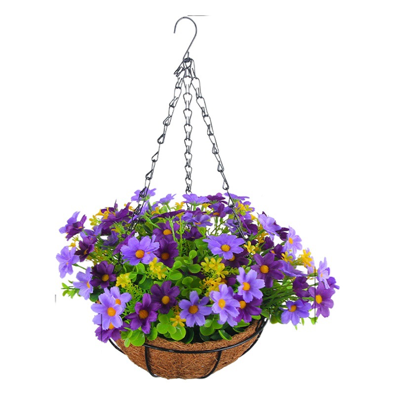Picture of Hong Kong Love Spring Simulation Flower Hanging Basket Bow Hanging Basket Wreath Home Flower Iron Hanging Basin Decoration