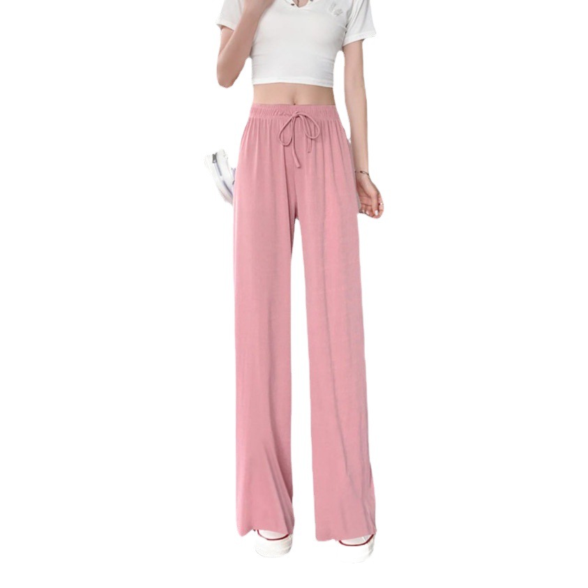 Ice Silk Narrow Wide-leg Pants Women's Pants Summer Thin High Waist Draping Anti-mosquito Casual Pants Sports Pants Drawstring Pants