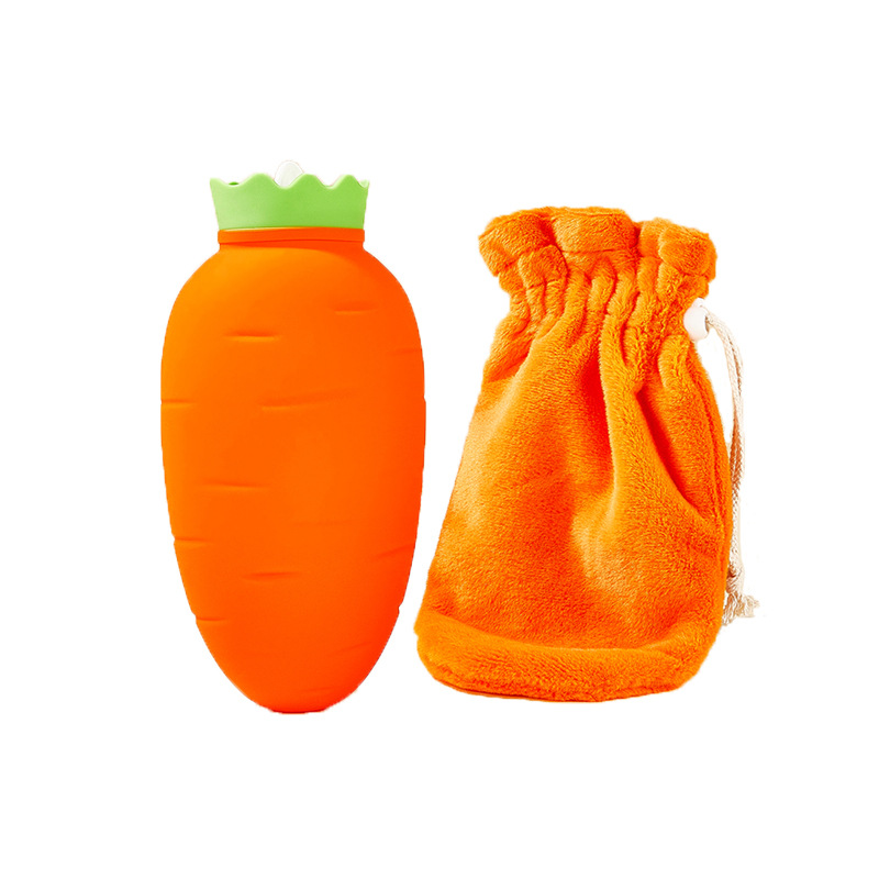 Picture of in stock large carrot hot water bag 1000ml large capacity platinum silicone warm water bag filling microwave heating