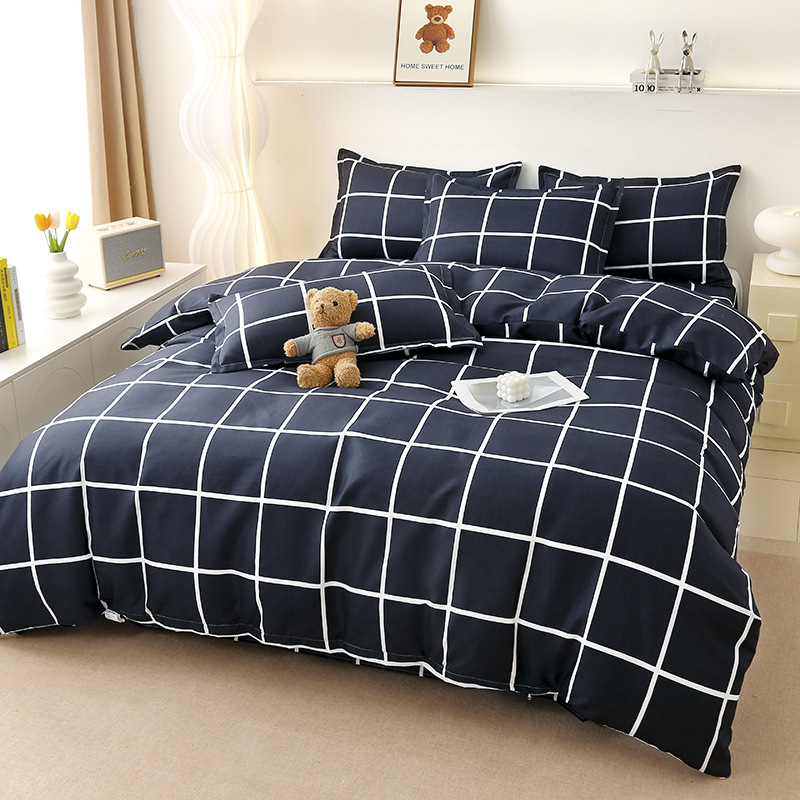 Picture of Small fresh sanding quilt cover four-piece water-washed cotton bed sheet quilt cover simple student dormitory single three-piece wholesale