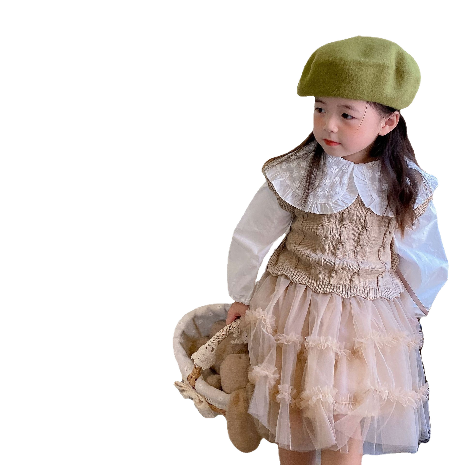 Picture of Girls' Wool Vest 2025 Autumn and Winter New Korean Style Girls' Webbing Knitted Vest Vest Fashionable Baby Vest