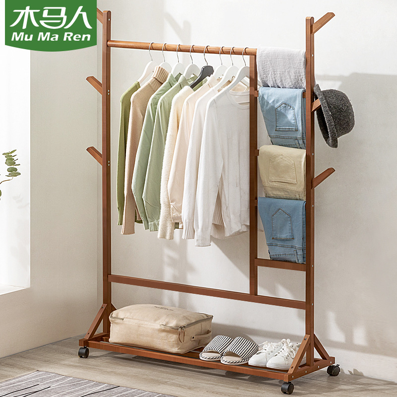 Picture of Coat Rack Floor Hanger Household Hanger Hanging Clothes Floor Rack Bedroom Vertical Simple Rack Hanger