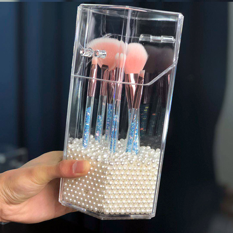 New Storage Creative Makeup Brush Storage Box Dust-Proof Covered Eyebrow Pencil Storage Box Plastic Desktop Brush