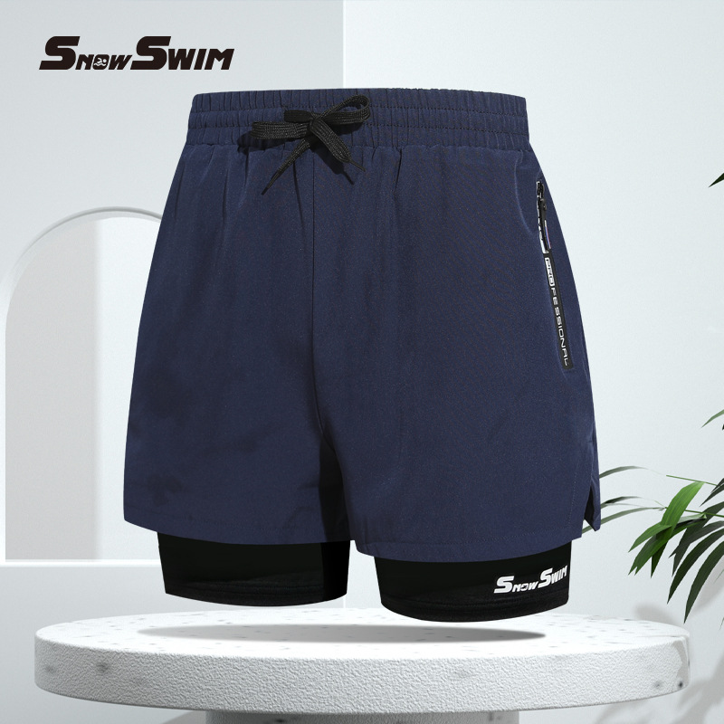 Picture of Men's double-layer swimming trunks boxer adult quick-drying anti-embarrassment swimming trunks beach pants hot spring swimming equipment suit