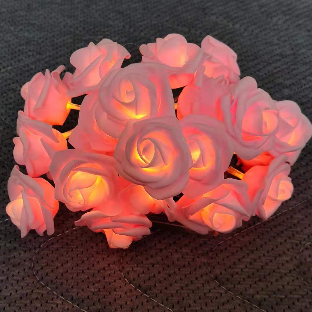 Picture of Rose Light String LED Foam Flower Lights Proposal Valentine's Day Girl's Heart Room Decorative Lights Flower Lights