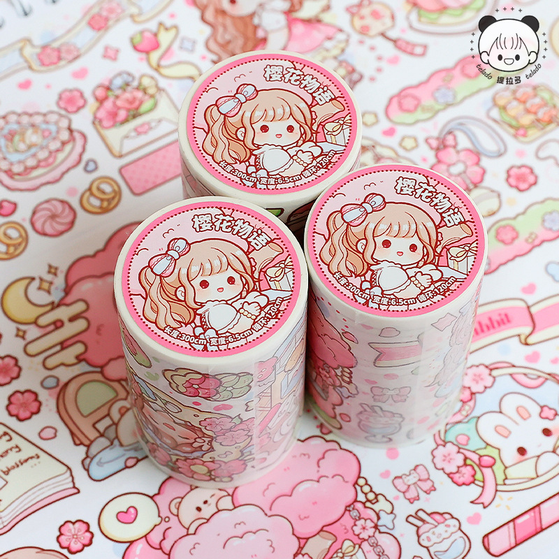 Tilado Tape Sakura Story Wide Edition Tape Cute Girl's Heart Hand Account Tape Sticker Special Oil and Paper Tape