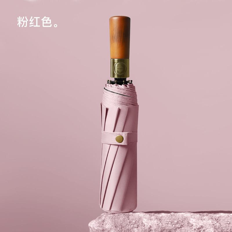Picture of Three-fold automatic umbrella log handle lettering sunny umbrella men's business folding umbrella printed logo high-end gift umbrella