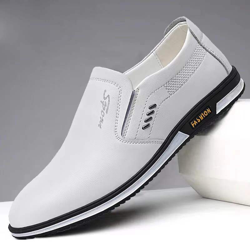 plus size Cross-border Foreign Trade Men's Shoes 2024 New Arrival All-match Men's Shoes Business Dress Shoes Soft-soled PU Casual Shoes Bean Shoes
