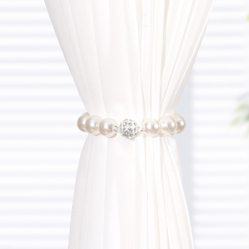 Picture of New Magnetic Curtain Buckle Window Screen Exquisite Pearl Magnetic Curtain Strap Punch-free Magnet Curtain Buckle Binding Rope